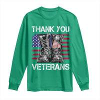 Thank You Veterans Long Sleeve Shirt American Flag Military Supportive Veterans Day - Wonder Print Shop