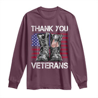 Thank You Veterans Long Sleeve Shirt American Flag Military Supportive Veterans Day - Wonder Print Shop