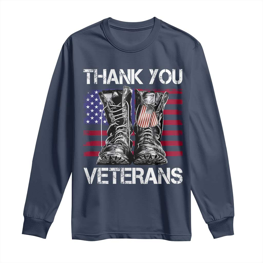 Thank You Veterans Long Sleeve Shirt American Flag Military Supportive Veterans Day - Wonder Print Shop