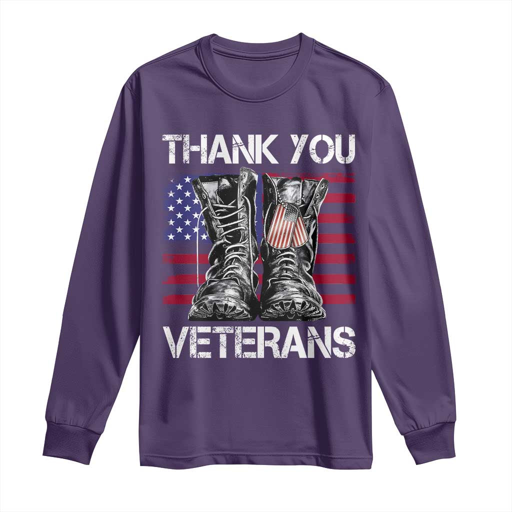 Thank You Veterans Long Sleeve Shirt American Flag Military Supportive Veterans Day - Wonder Print Shop