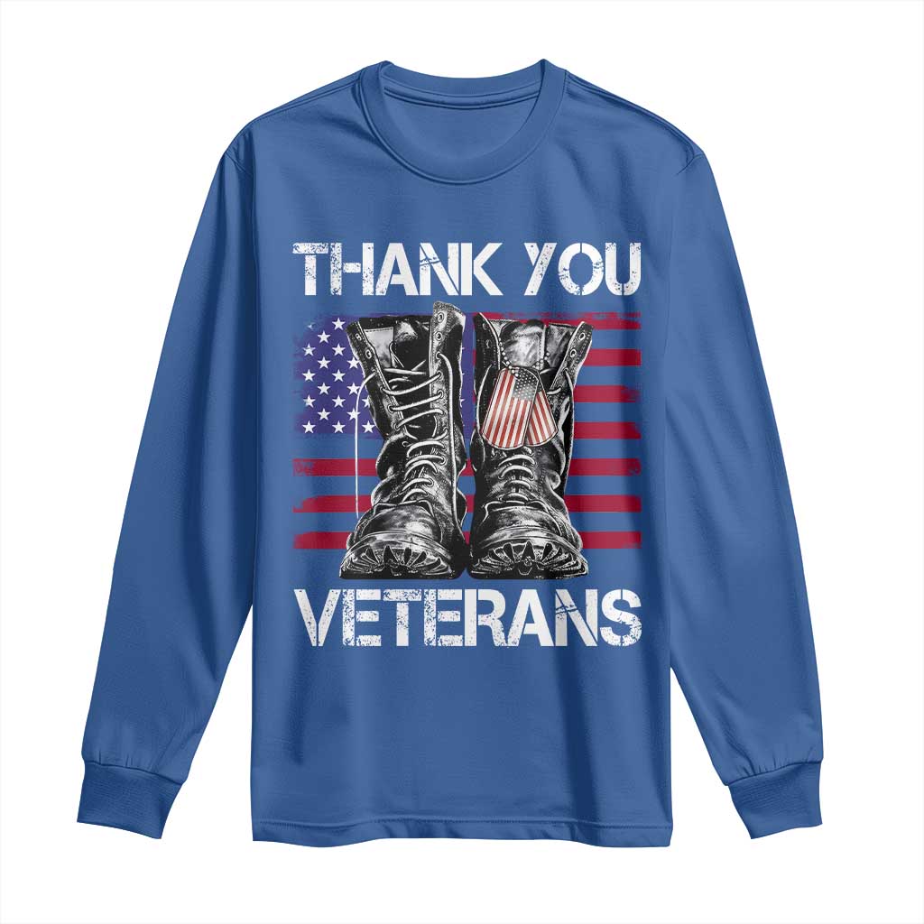 Thank You Veterans Long Sleeve Shirt American Flag Military Supportive Veterans Day - Wonder Print Shop