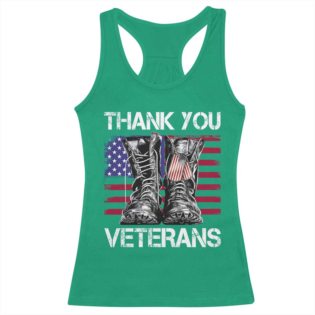 Thank You Veterans Racerback Tank Top American Flag Military Supportive Veterans Day - Wonder Print Shop