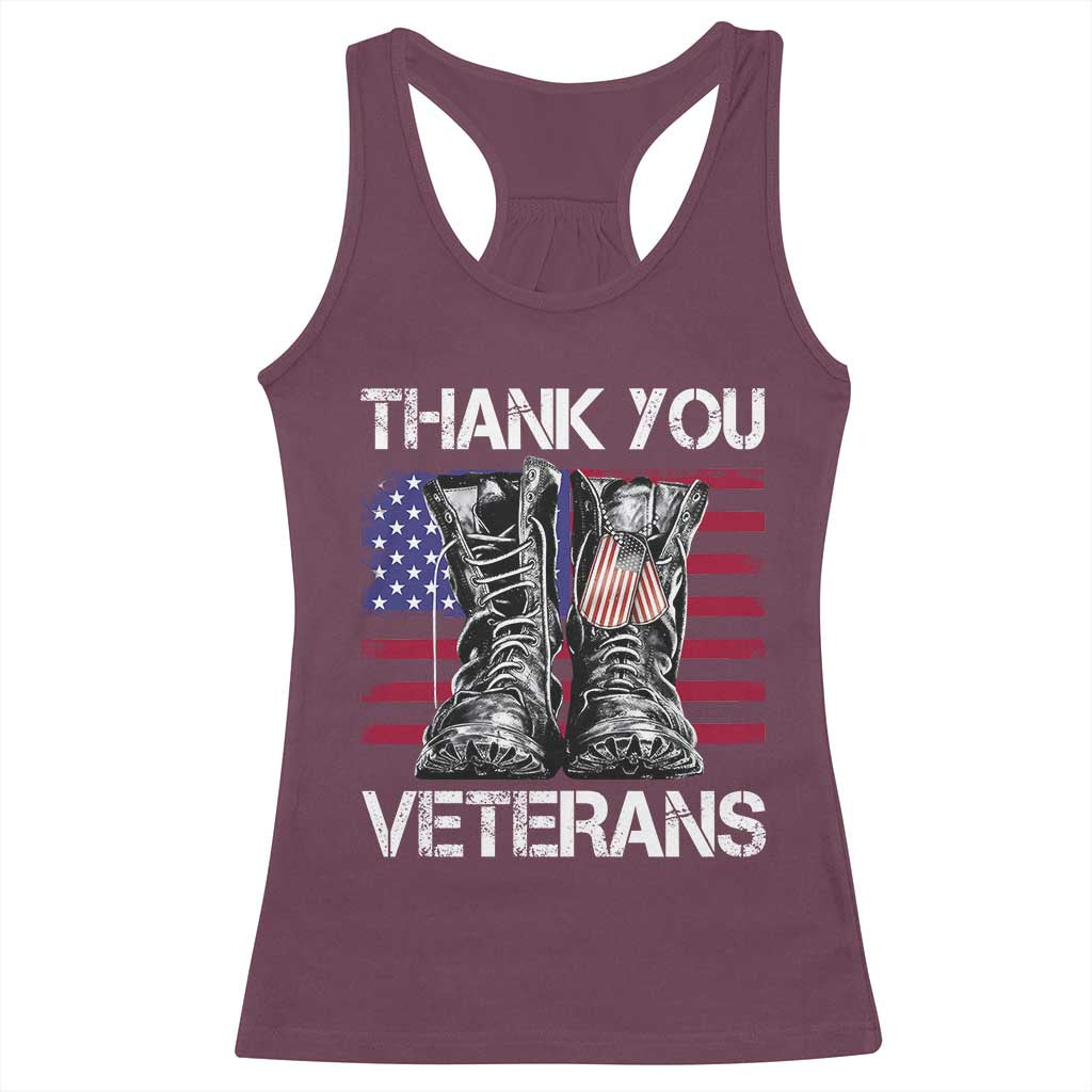 Thank You Veterans Racerback Tank Top American Flag Military Supportive Veterans Day - Wonder Print Shop