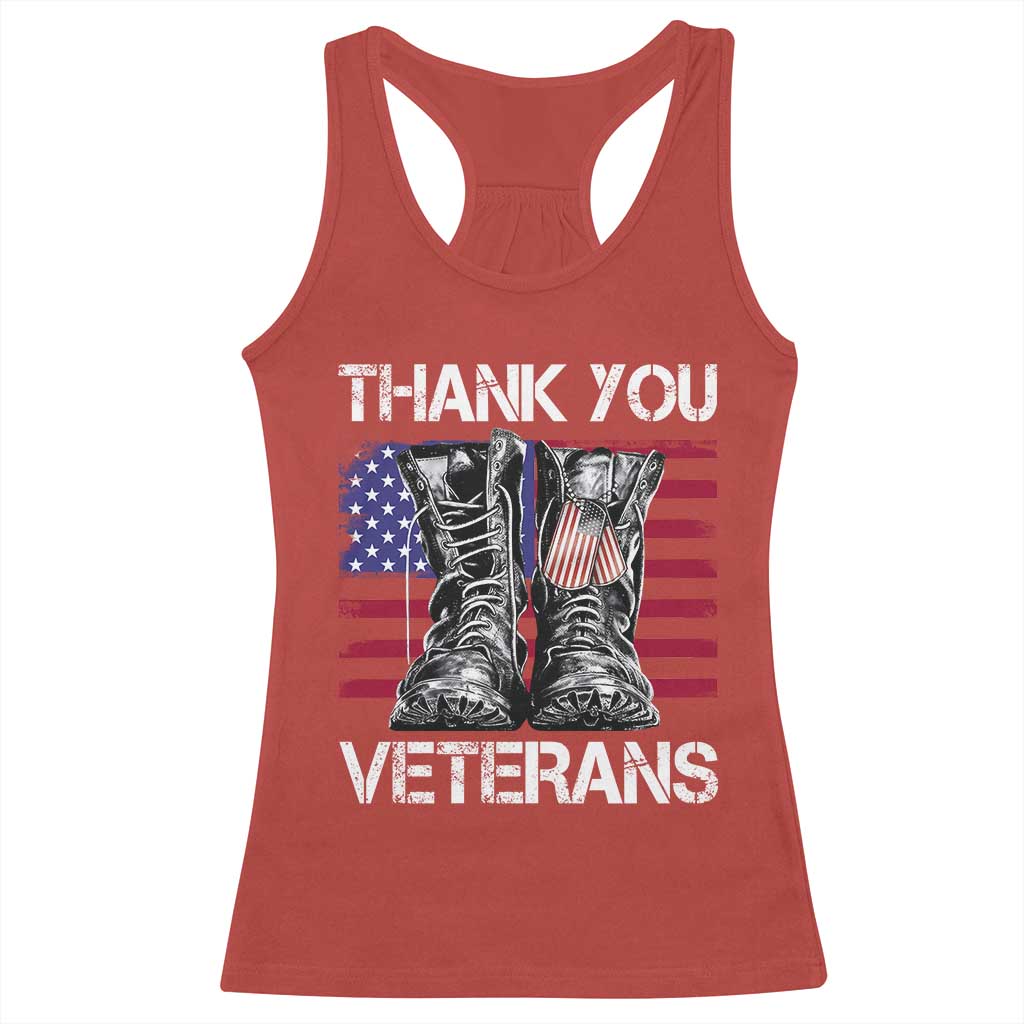 Thank You Veterans Racerback Tank Top American Flag Military Supportive Veterans Day - Wonder Print Shop
