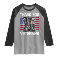 Thank You Veterans Raglan Shirt American Flag Military Supportive Veterans Day - Wonder Print Shop