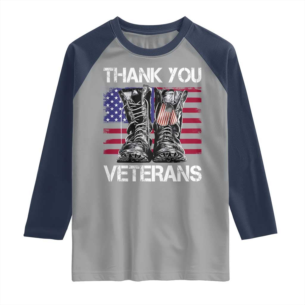 Thank You Veterans Raglan Shirt American Flag Military Supportive Veterans Day - Wonder Print Shop