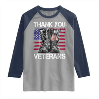 Thank You Veterans Raglan Shirt American Flag Military Supportive Veterans Day - Wonder Print Shop