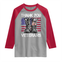 Thank You Veterans Raglan Shirt American Flag Military Supportive Veterans Day - Wonder Print Shop