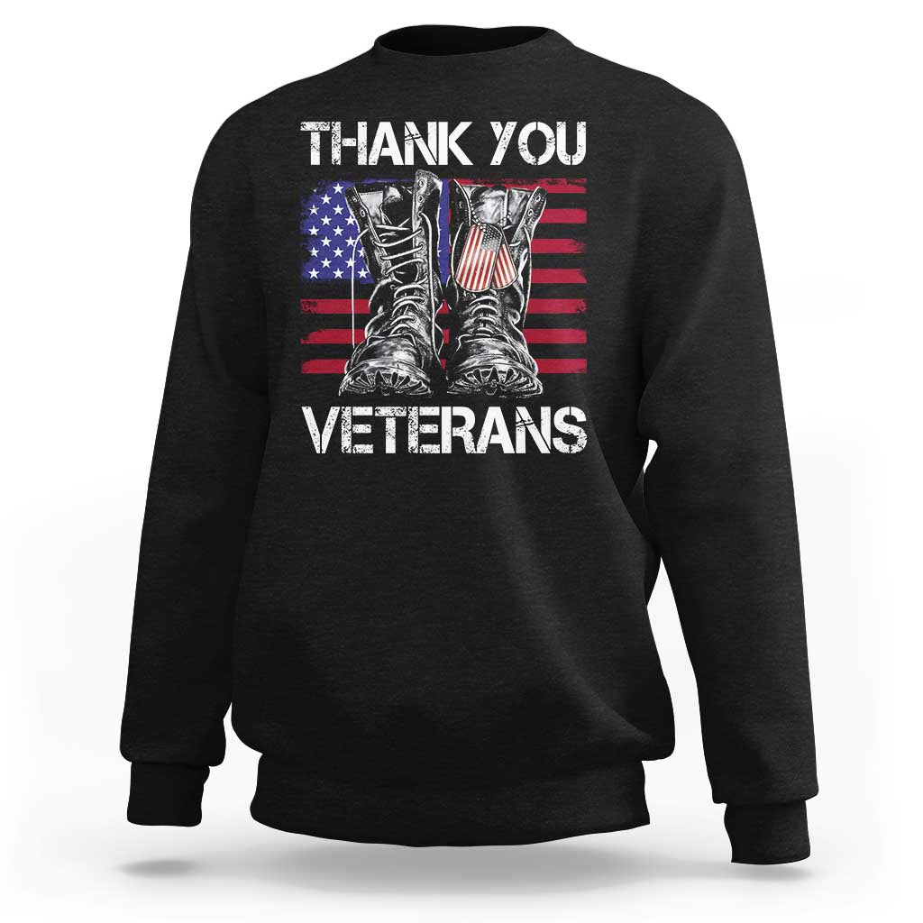 Thank You Veterans Sweatshirt American Flag Military Supportive Veterans Day - Wonder Print Shop