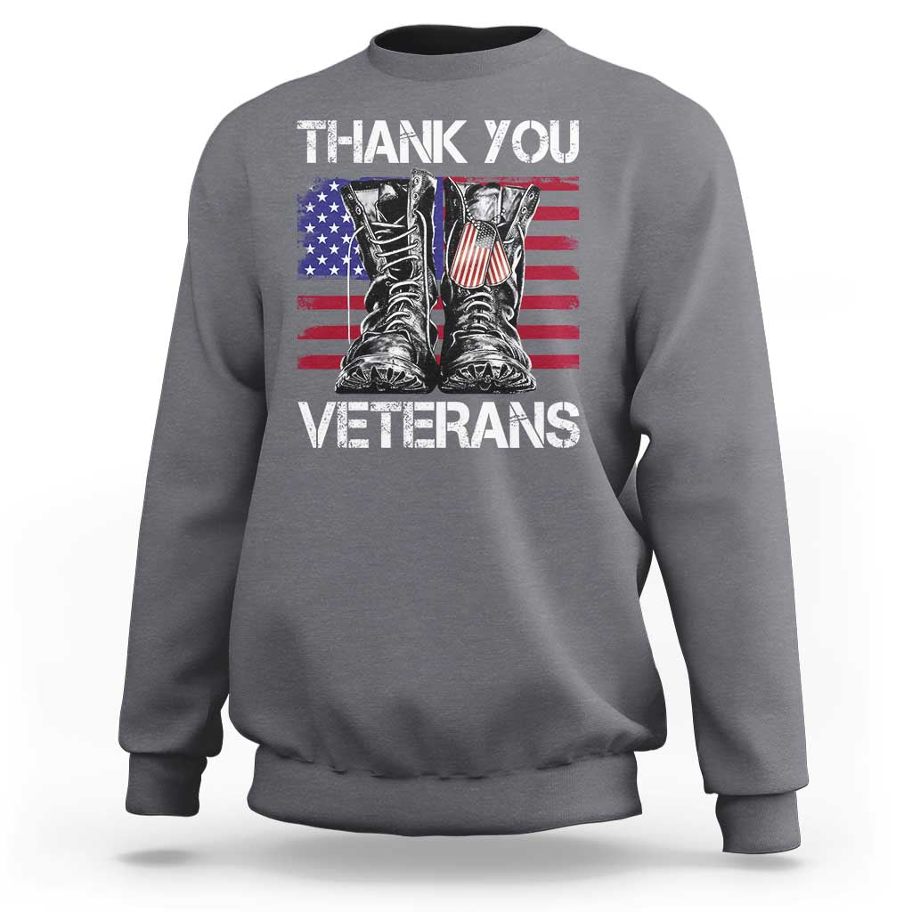 Thank You Veterans Sweatshirt American Flag Military Supportive Veterans Day - Wonder Print Shop