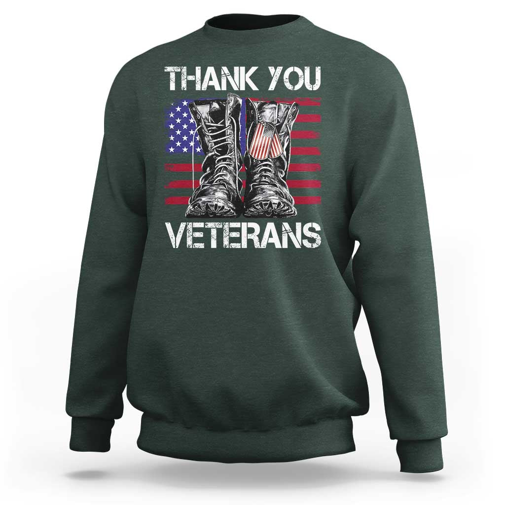 Thank You Veterans Sweatshirt American Flag Military Supportive Veterans Day - Wonder Print Shop