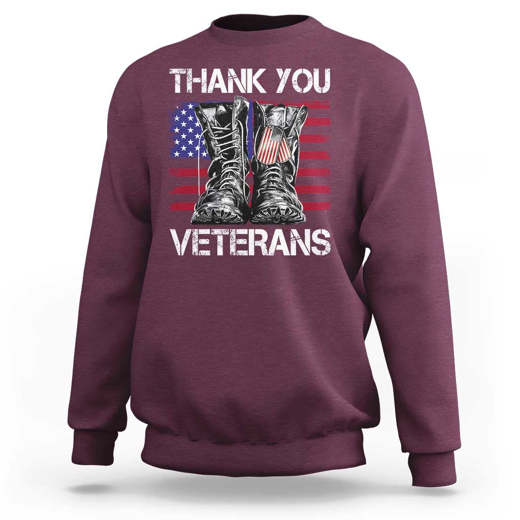 Thank You Veterans Sweatshirt American Flag Military Supportive Veterans Day - Wonder Print Shop