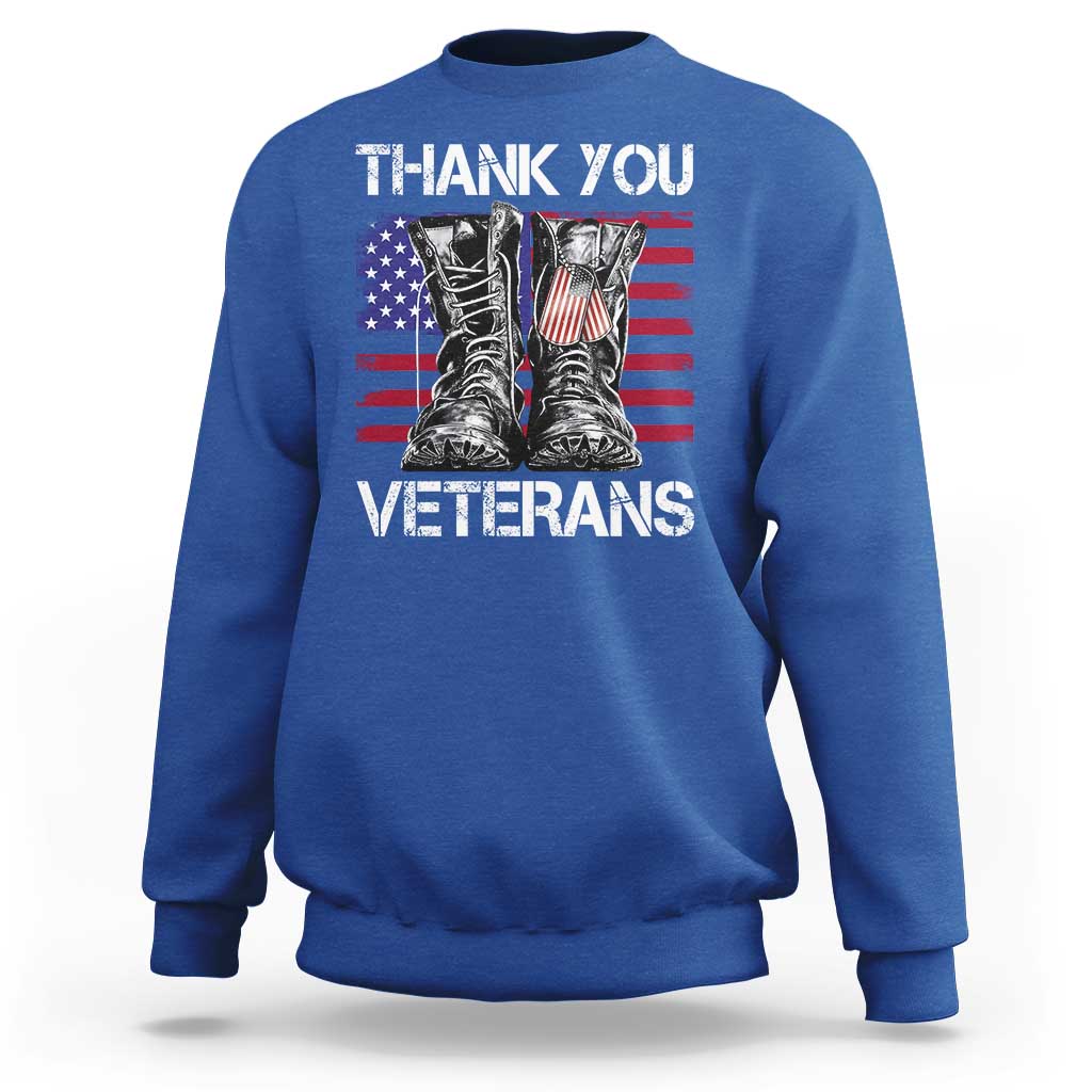Thank You Veterans Sweatshirt American Flag Military Supportive Veterans Day - Wonder Print Shop
