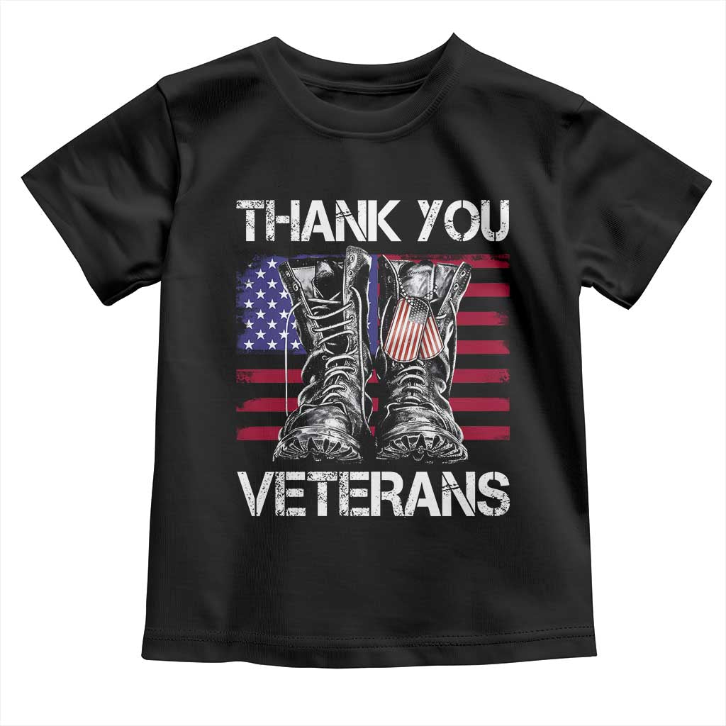 Thank You Veterans Toddler T Shirt American Flag Military Supportive Veterans Day - Wonder Print Shop