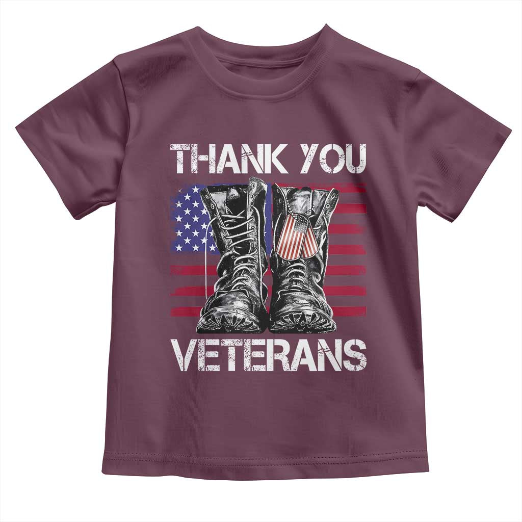 Thank You Veterans Toddler T Shirt American Flag Military Supportive Veterans Day - Wonder Print Shop