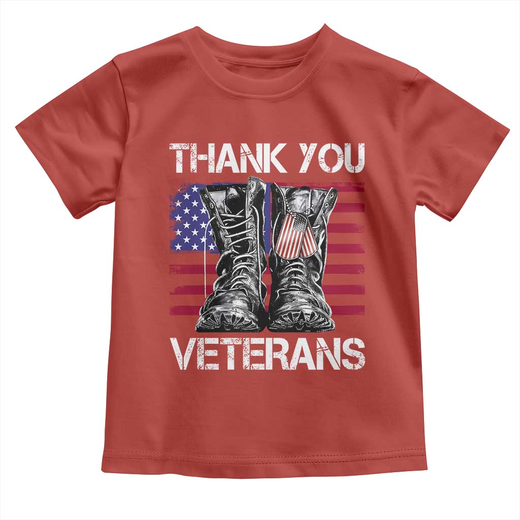Thank You Veterans Toddler T Shirt American Flag Military Supportive Veterans Day - Wonder Print Shop