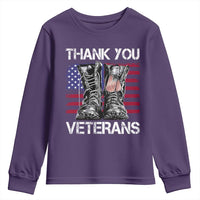 Thank You Veterans Youth Sweatshirt American Flag Military Supportive Veterans Day - Wonder Print Shop