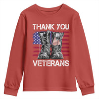 Thank You Veterans Youth Sweatshirt American Flag Military Supportive Veterans Day - Wonder Print Shop