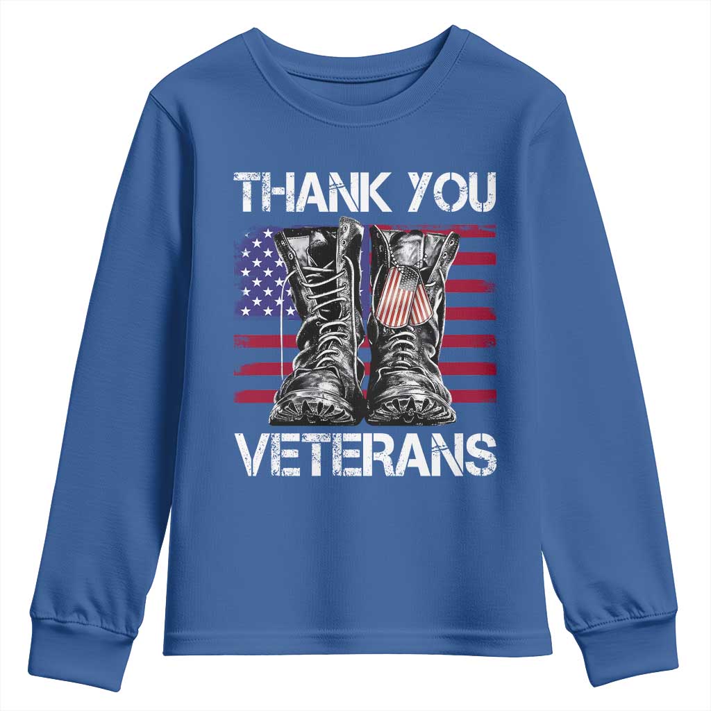Thank You Veterans Youth Sweatshirt American Flag Military Supportive Veterans Day - Wonder Print Shop