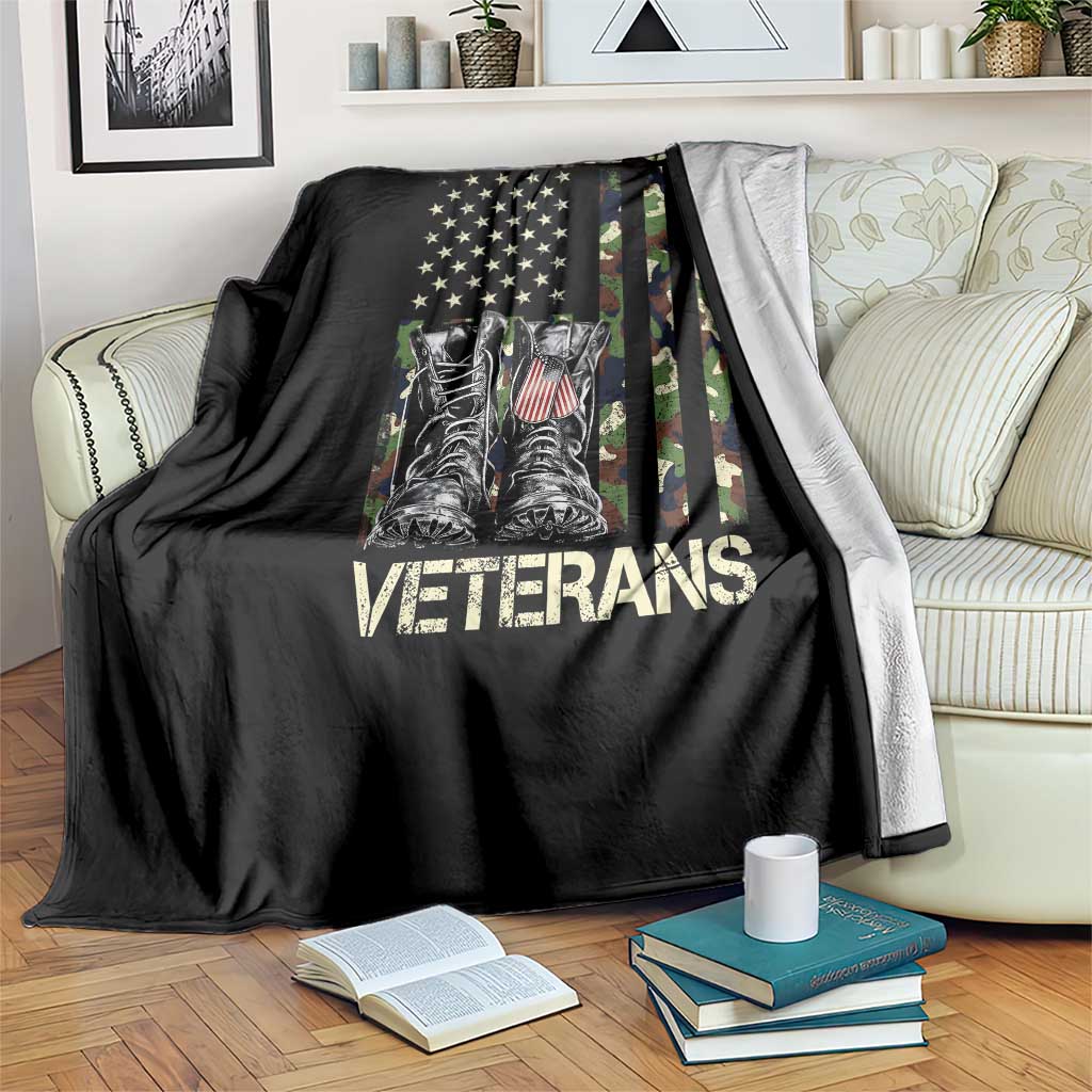 Thank You Veterans Throw Blanket Camo American Flag Military Supportive Veterans Day - Wonder Print Shop
