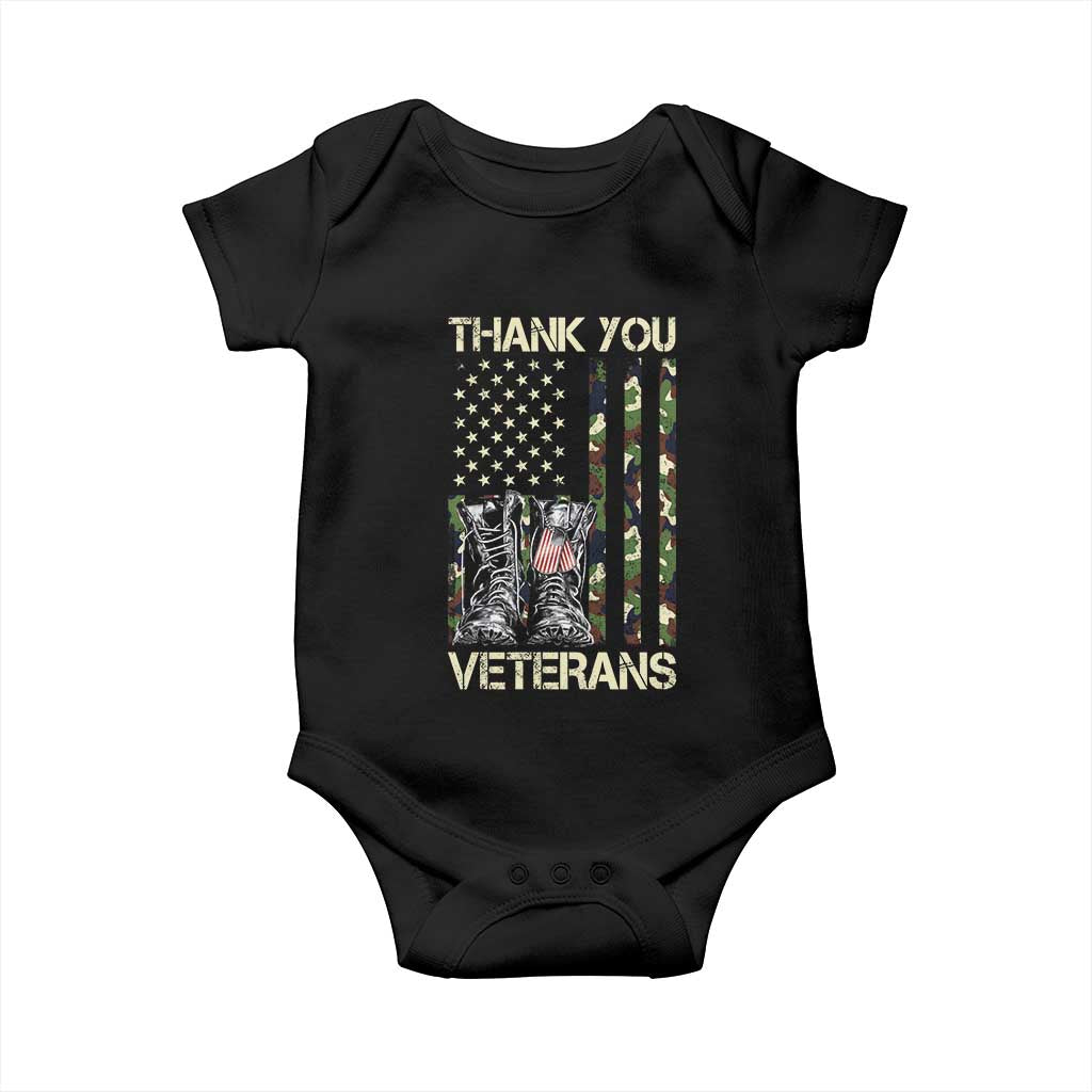 Thank You Veterans Baby Onesie Camo American Flag Military Supportive Veterans Day - Wonder Print Shop