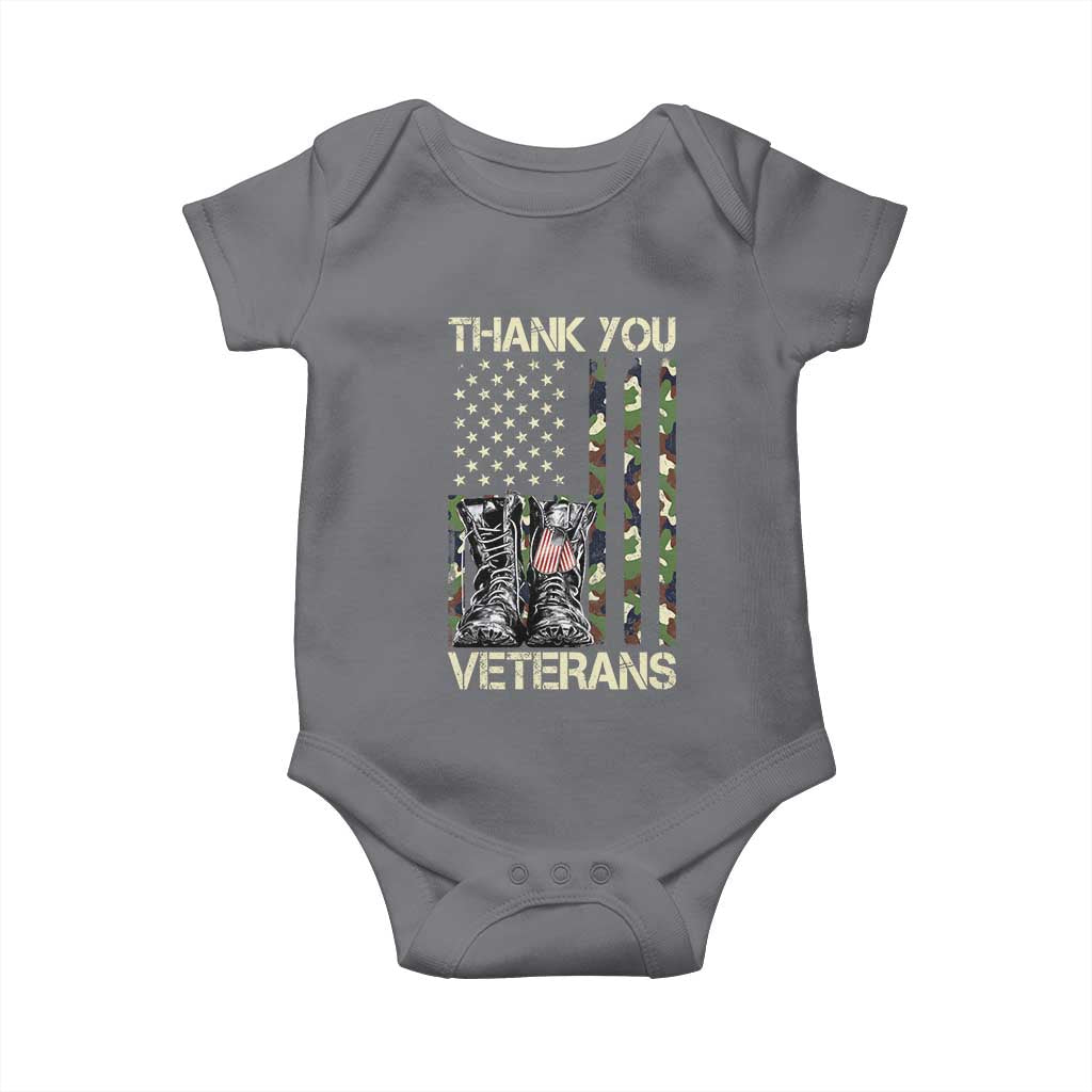 Thank You Veterans Baby Onesie Camo American Flag Military Supportive Veterans Day - Wonder Print Shop