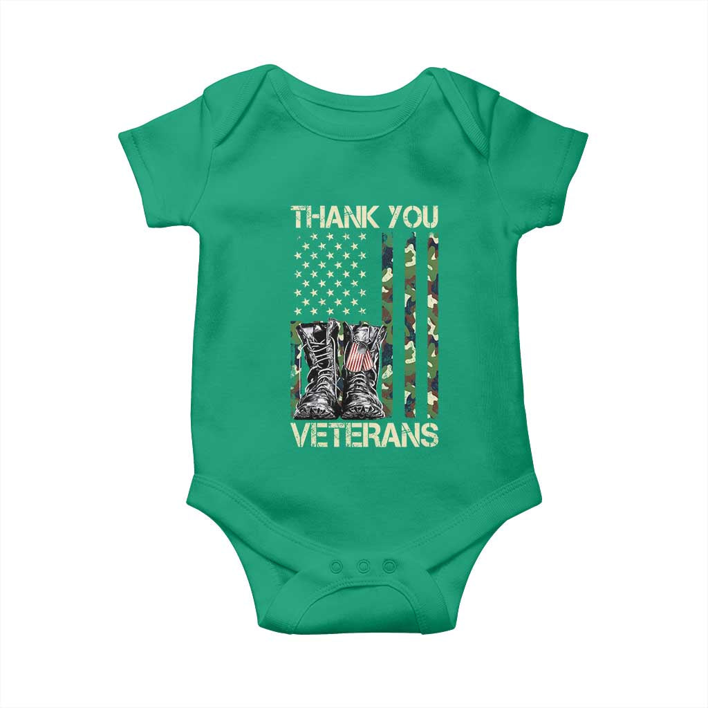 Thank You Veterans Baby Onesie Camo American Flag Military Supportive Veterans Day - Wonder Print Shop