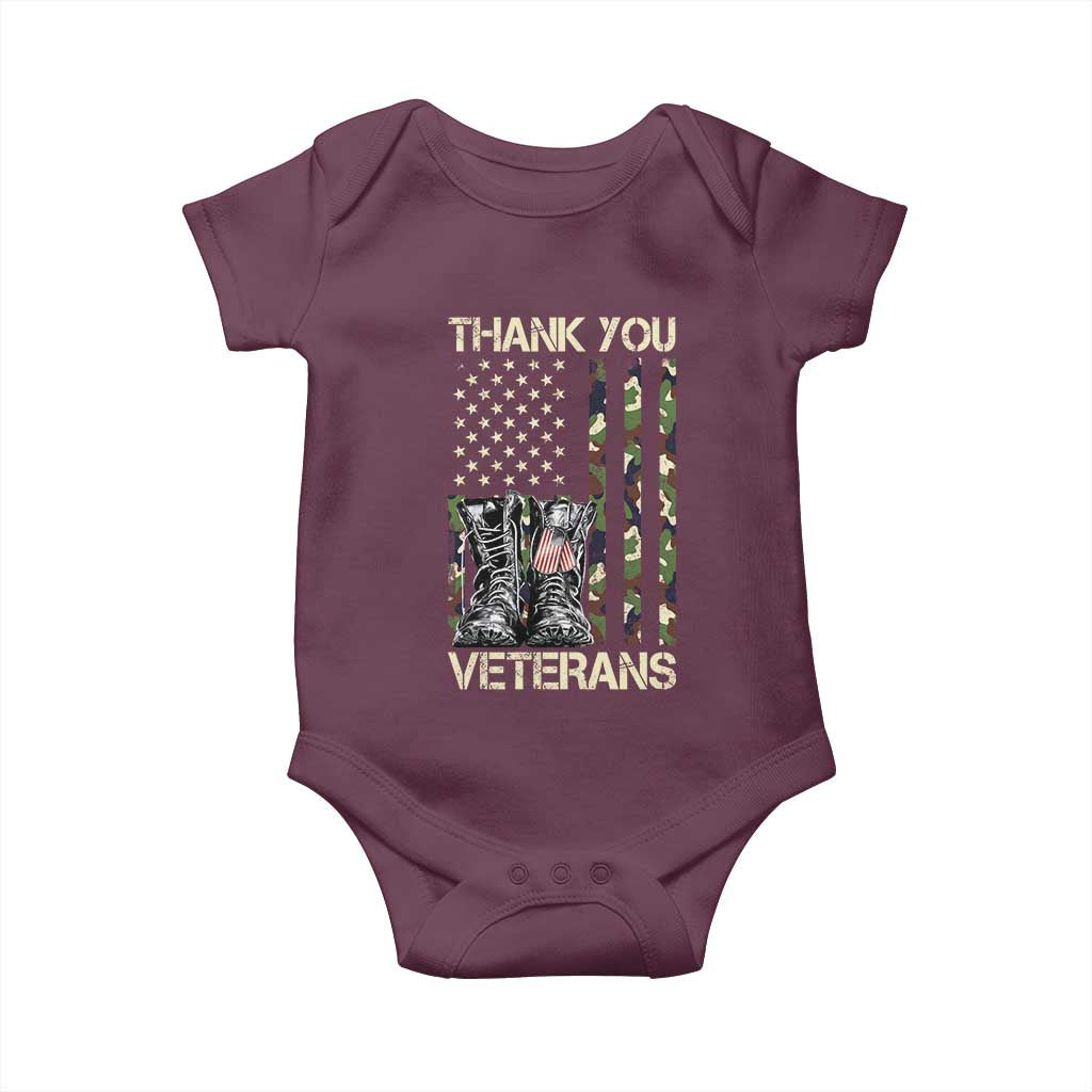 Thank You Veterans Baby Onesie Camo American Flag Military Supportive Veterans Day - Wonder Print Shop