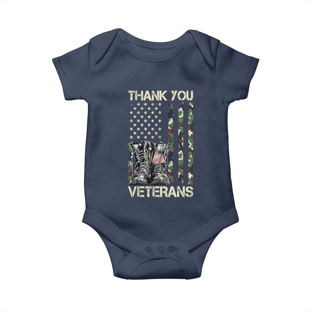 Thank You Veterans Baby Onesie Camo American Flag Military Supportive Veterans Day - Wonder Print Shop