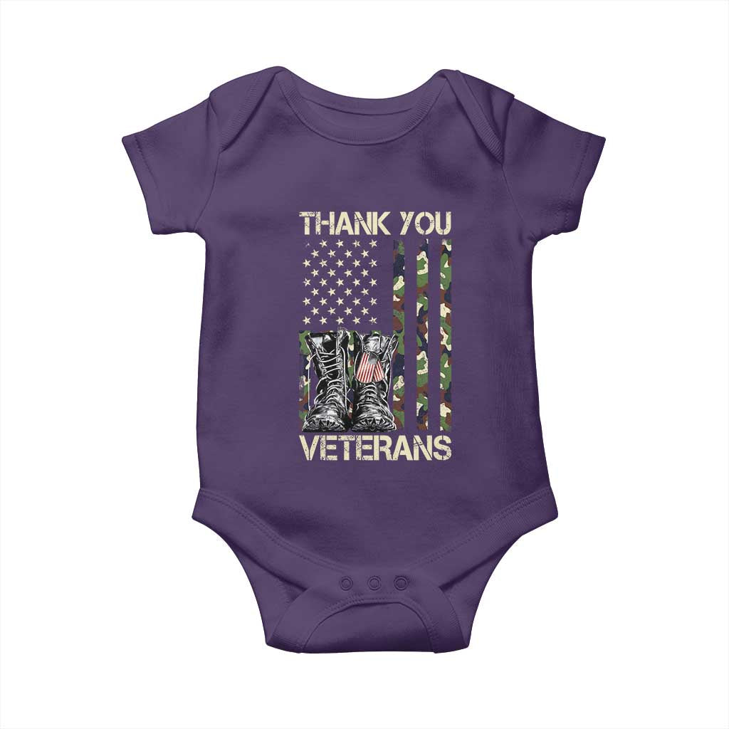 Thank You Veterans Baby Onesie Camo American Flag Military Supportive Veterans Day - Wonder Print Shop