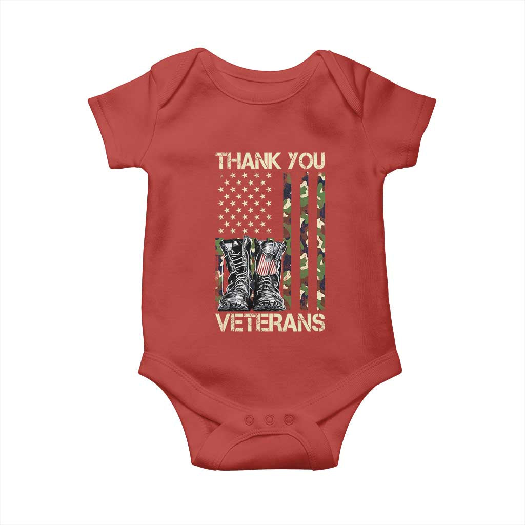 Thank You Veterans Baby Onesie Camo American Flag Military Supportive Veterans Day - Wonder Print Shop