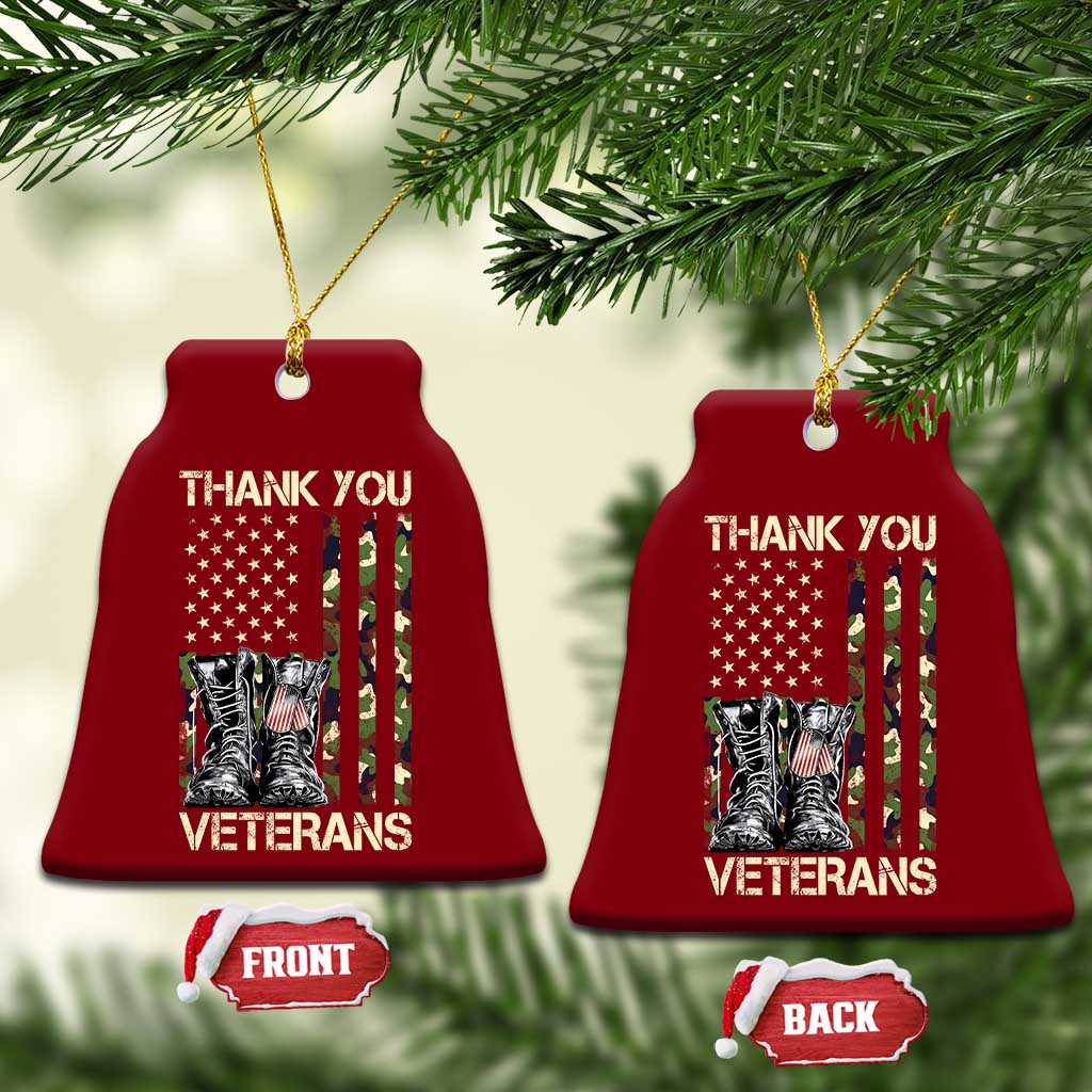 Thank You Veterans Ceramic Ornament Camo American Flag Military Supportive Veterans Day - Wonder Print Shop