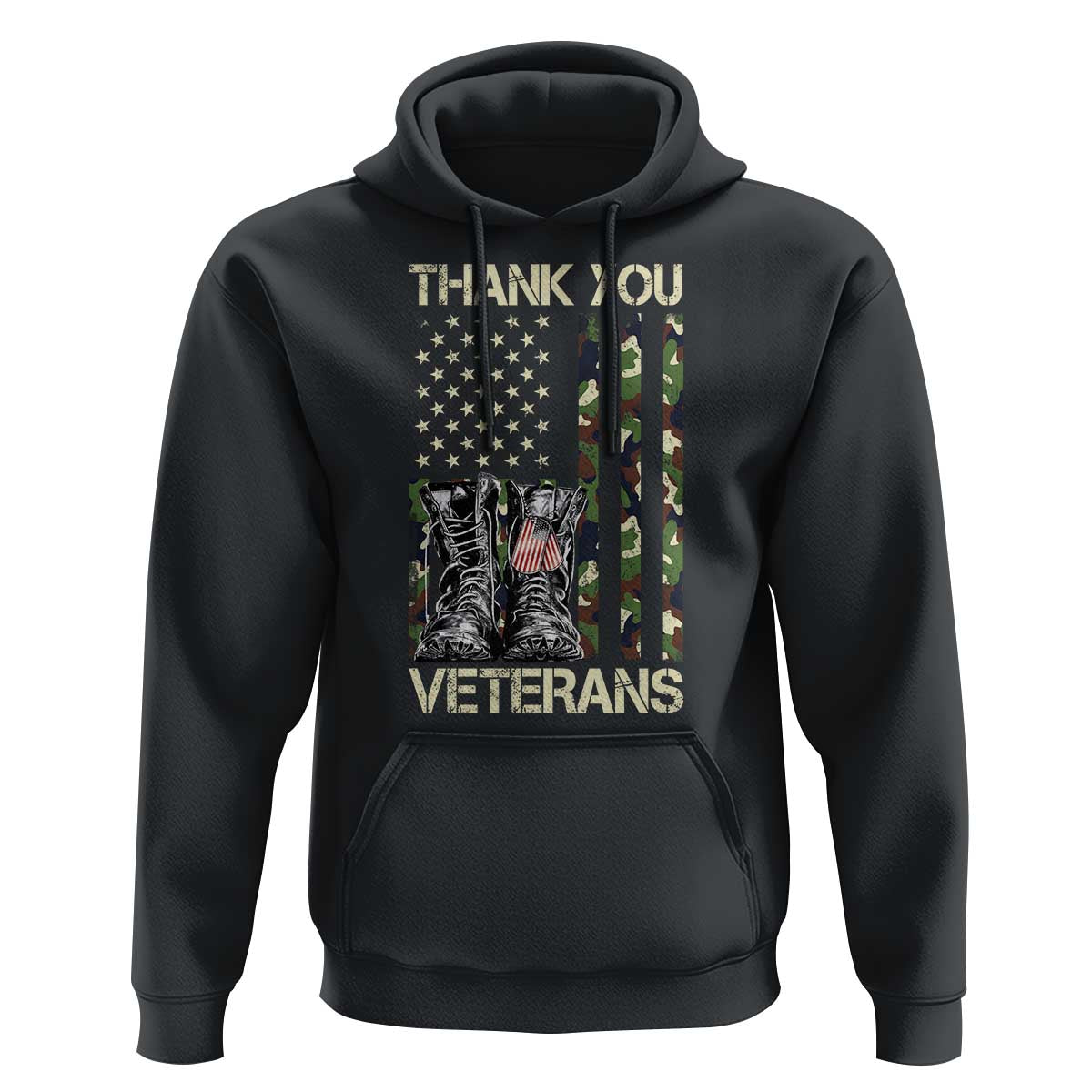 Thank You Veterans Hoodie Camo American Flag Military Supportive Veterans Day - Wonder Print Shop