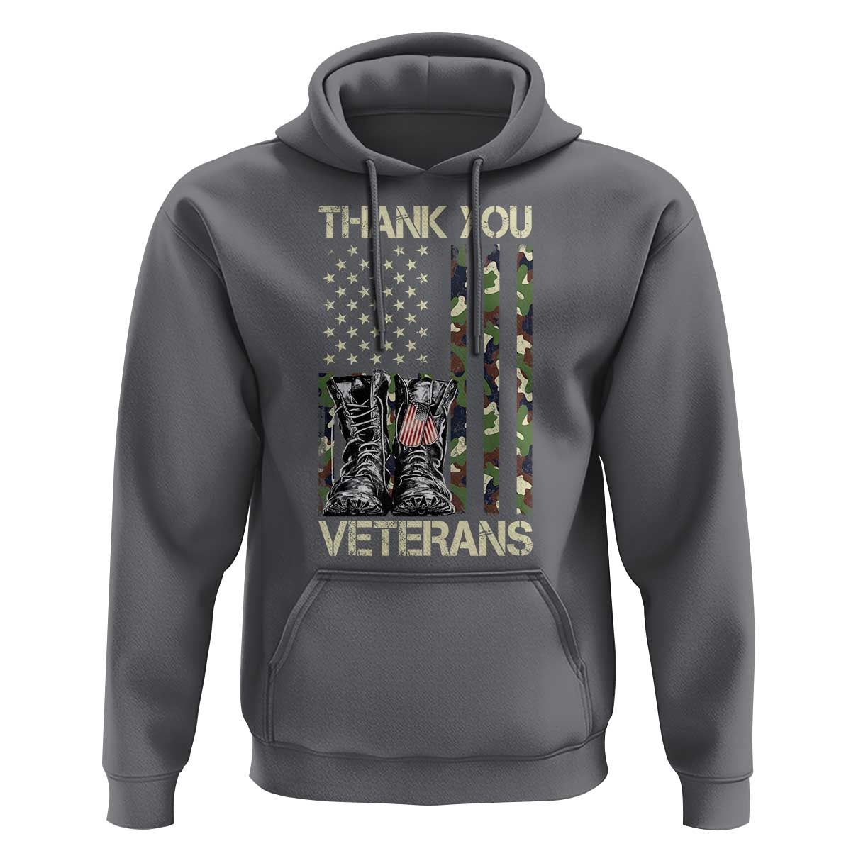Thank You Veterans Hoodie Camo American Flag Military Supportive Veterans Day - Wonder Print Shop