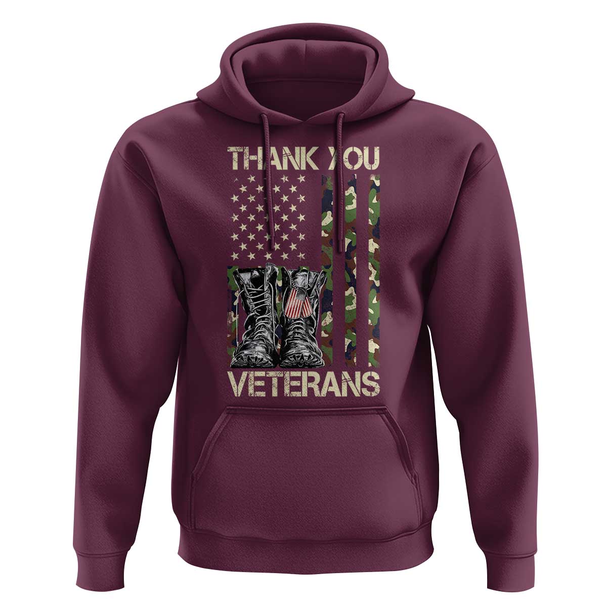 Thank You Veterans Hoodie Camo American Flag Military Supportive Veterans Day - Wonder Print Shop
