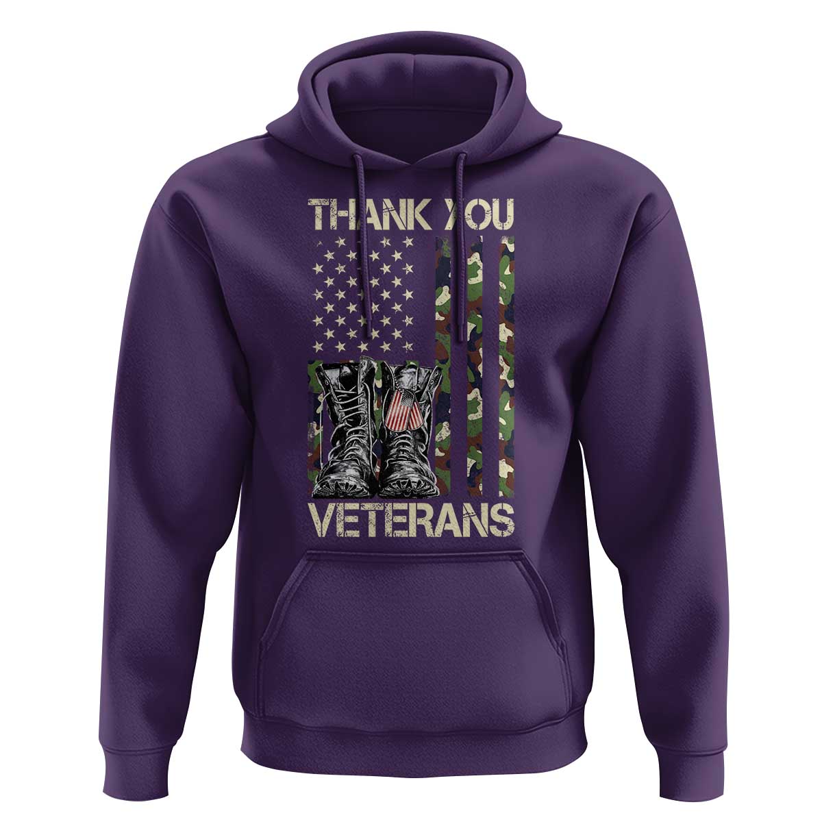 Thank You Veterans Hoodie Camo American Flag Military Supportive Veterans Day - Wonder Print Shop