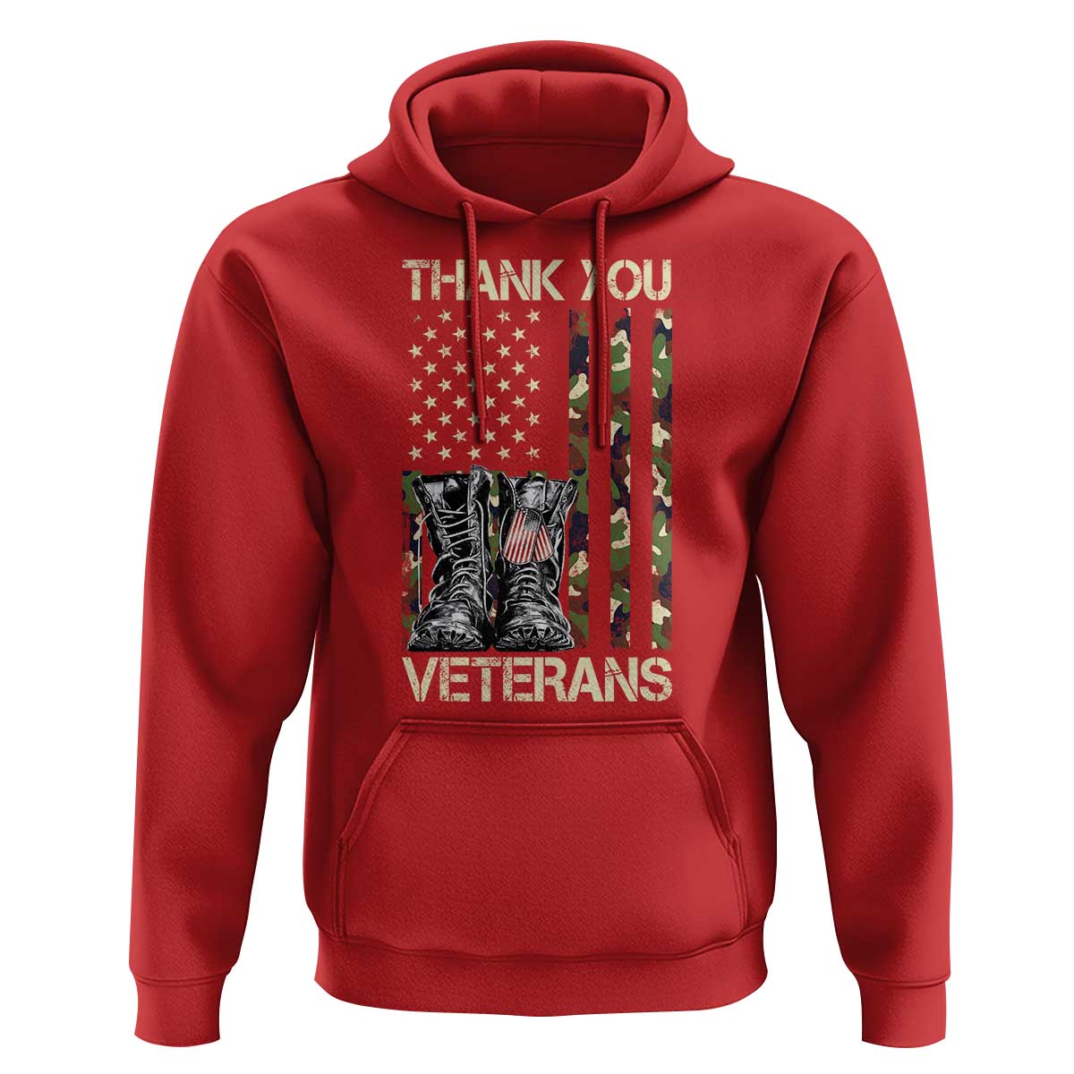 Thank You Veterans Hoodie Camo American Flag Military Supportive Veterans Day - Wonder Print Shop