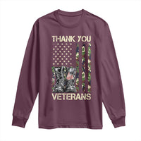 Thank You Veterans Long Sleeve Shirt Camo American Flag Military Supportive Veterans Day - Wonder Print Shop