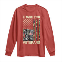 Thank You Veterans Long Sleeve Shirt Camo American Flag Military Supportive Veterans Day - Wonder Print Shop