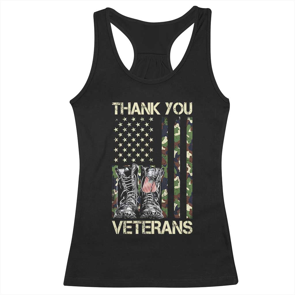 Thank You Veterans Racerback Tank Top Camo American Flag Military Supportive Veterans Day - Wonder Print Shop