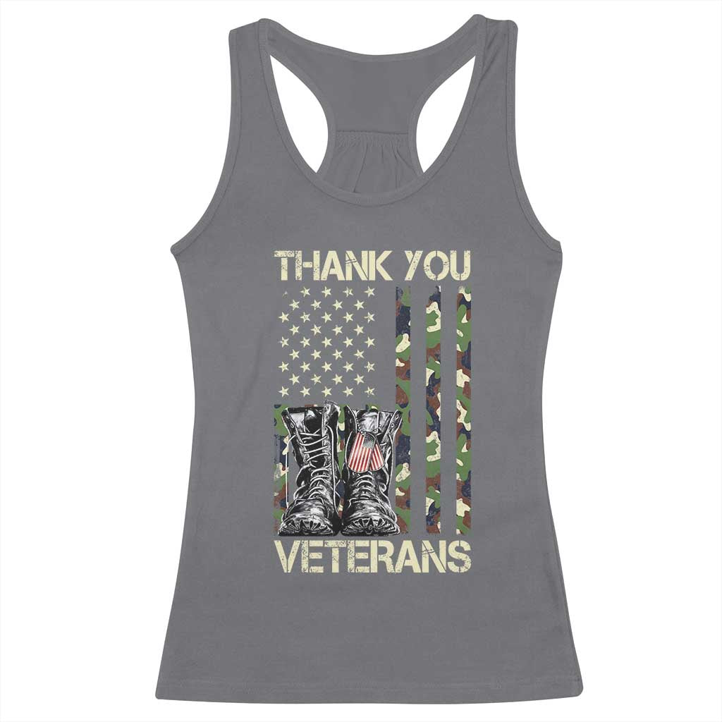 Thank You Veterans Racerback Tank Top Camo American Flag Military Supportive Veterans Day - Wonder Print Shop