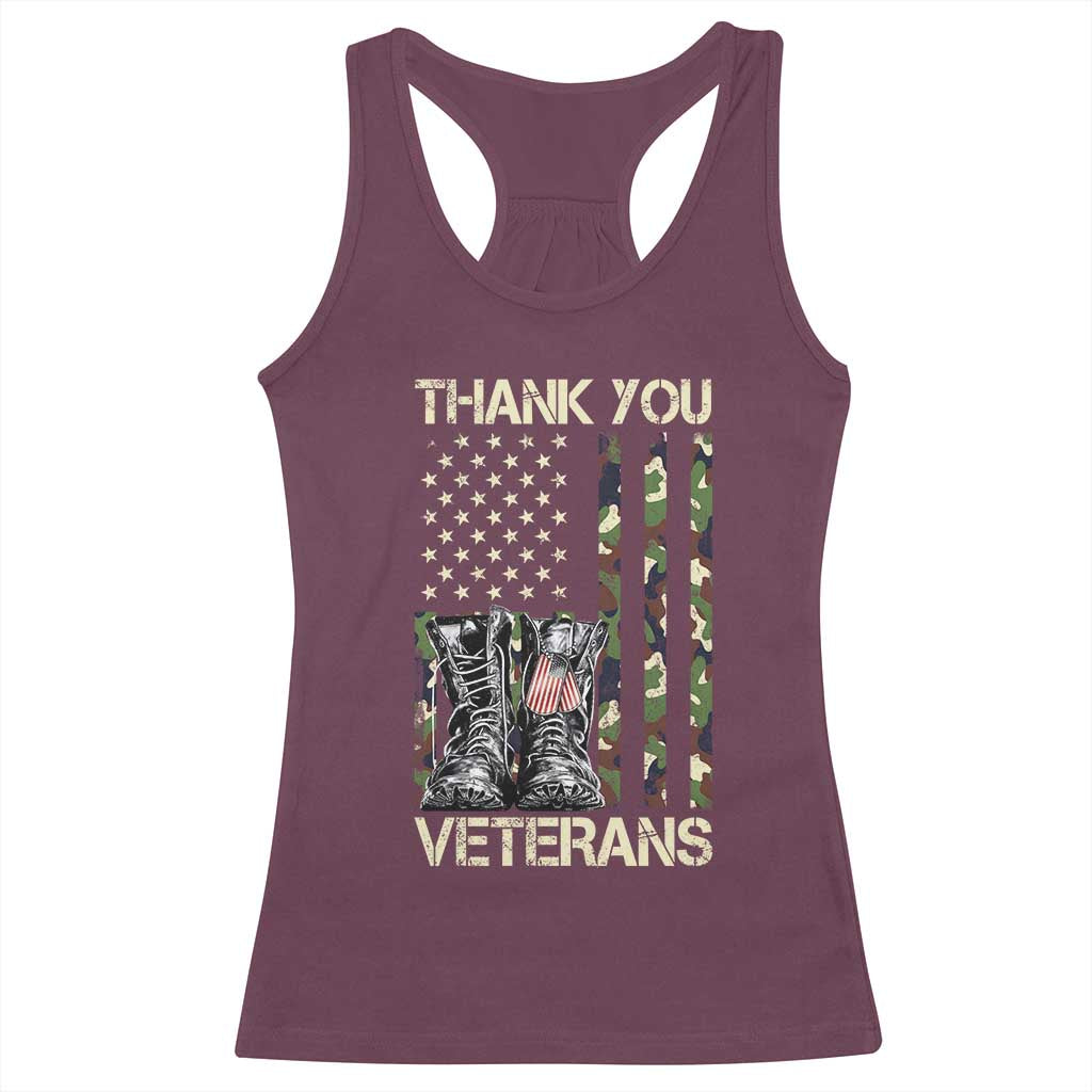 Thank You Veterans Racerback Tank Top Camo American Flag Military Supportive Veterans Day - Wonder Print Shop
