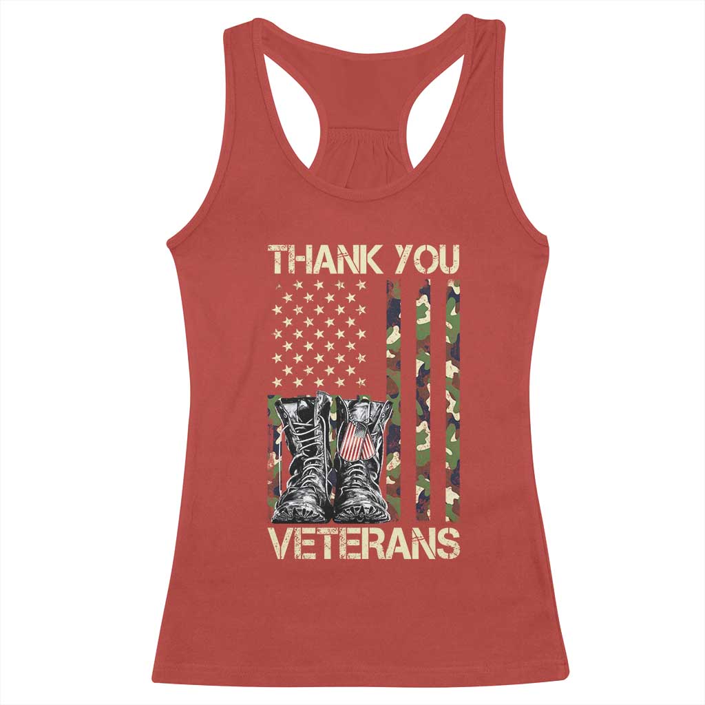 Thank You Veterans Racerback Tank Top Camo American Flag Military Supportive Veterans Day - Wonder Print Shop