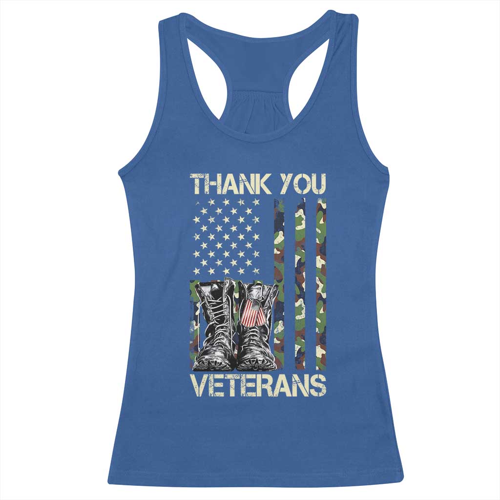 Thank You Veterans Racerback Tank Top Camo American Flag Military Supportive Veterans Day - Wonder Print Shop