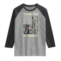 Thank You Veterans Raglan Shirt Camo American Flag Military Supportive Veterans Day - Wonder Print Shop