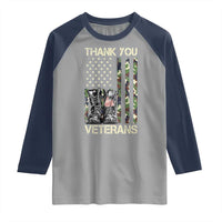 Thank You Veterans Raglan Shirt Camo American Flag Military Supportive Veterans Day - Wonder Print Shop