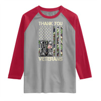 Thank You Veterans Raglan Shirt Camo American Flag Military Supportive Veterans Day - Wonder Print Shop