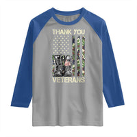 Thank You Veterans Raglan Shirt Camo American Flag Military Supportive Veterans Day - Wonder Print Shop