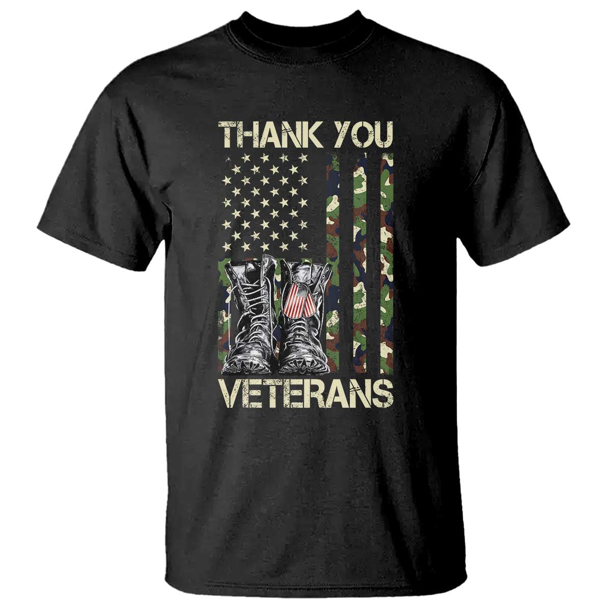 Thank You Veterans T Shirt Camo American Flag Military Supportive Veterans Day - Wonder Print Shop