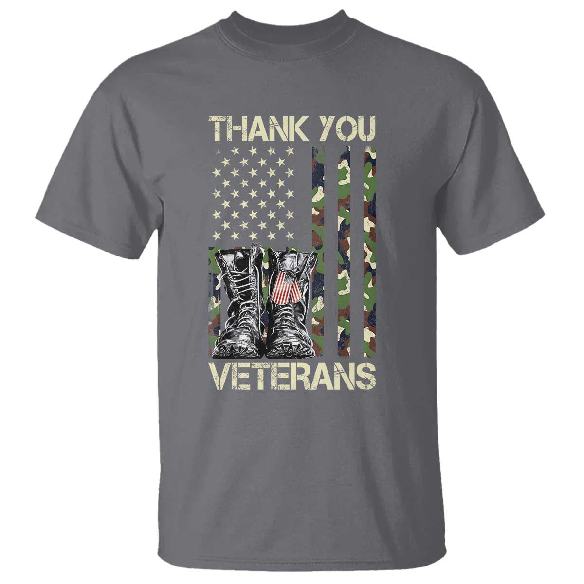 Thank You Veterans T Shirt Camo American Flag Military Supportive Veterans Day - Wonder Print Shop